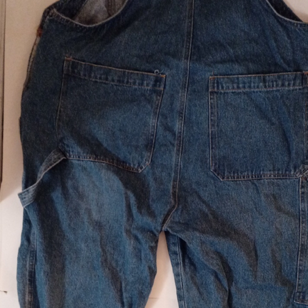 H&M Cotton Classic Blue Women's Denim Multi-Pocket Long Overalls O/S Pre-Loved - Picture 15 of 17